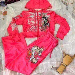 Vibrant Pink Ed Hardy Sweat Set